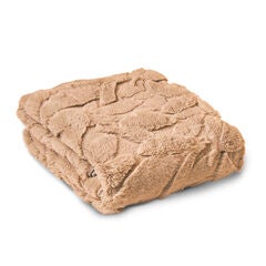 HGTV Triple Jacquard Carved Faux Fur Throw Blanket Quietude 50 x 70 inches