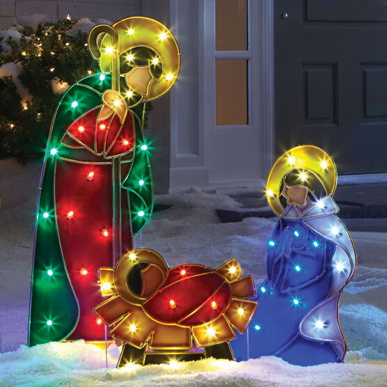 Set of 3 Pre-Lit Holy Family Yard Decor, MULTI, hi-res image number null