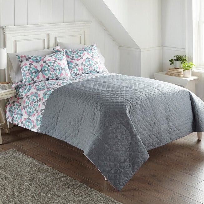 Seersucker Geo Design 6-in-1 Quilt Set, , alternate image number 4