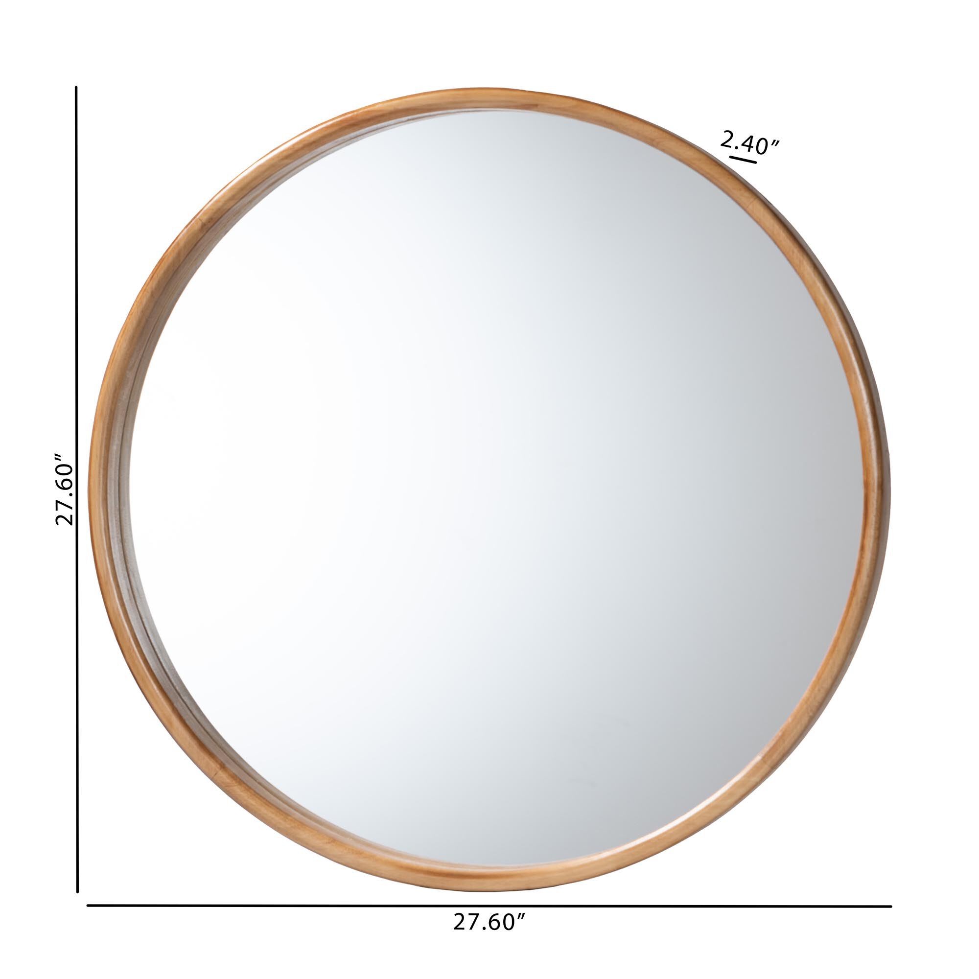 Tazara Japandi Natural Round Accent Wall Mirror, BROWN, alternate image number 4