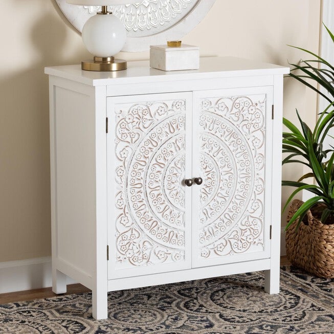 Yelena Classic And Traditional White Finished Wood 2-Door Storage Cabinet, , alternate image number 7