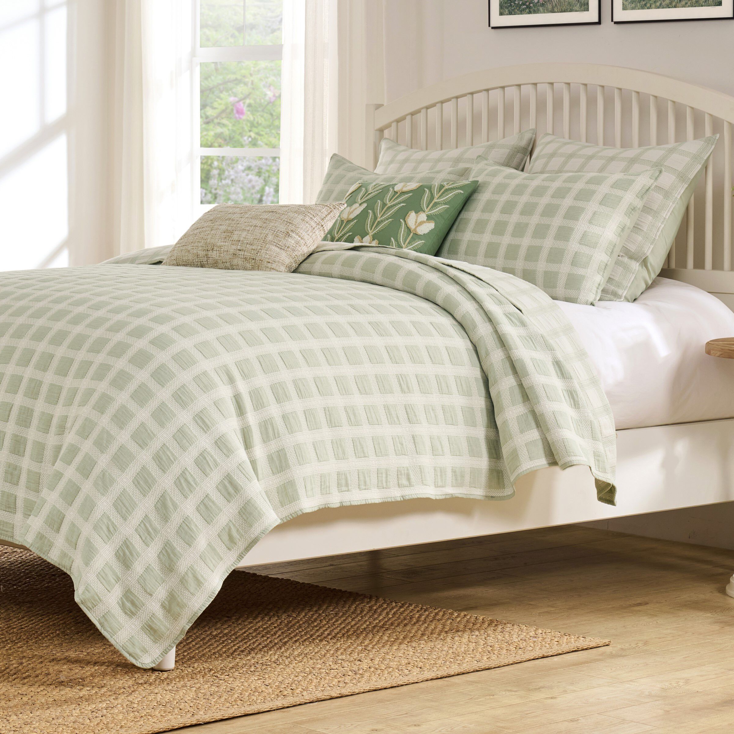 Millhouse 100% Cotton Classic Plaid Coverlet Set, SAGE, alternate image number 2