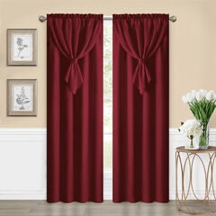 Allegra Waffle Texture Window Curtain Panel with Attached Valance