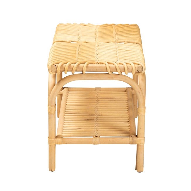 Himari Modern Bohemian Natural Brown Rattan Accent Bench, , alternate image number 2