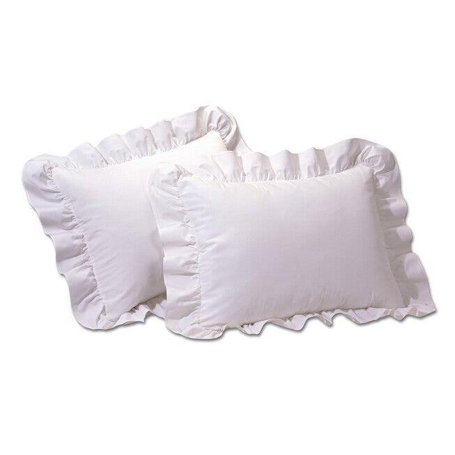 2-Pack Ruffled 65/35 Poly/Cotton Shams, WHITE, hi-res image number 0