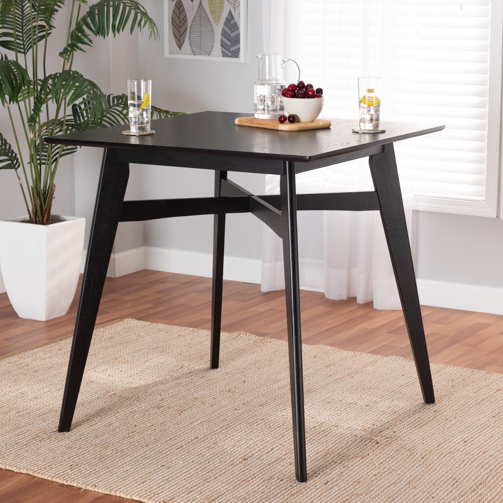Leena Mid-Century Modern Black Finished Wood Counter Height Pub Table, , alternate image number 19