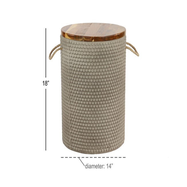 Beige Cement Modern Outdoor Accent Table, , alternate image number null