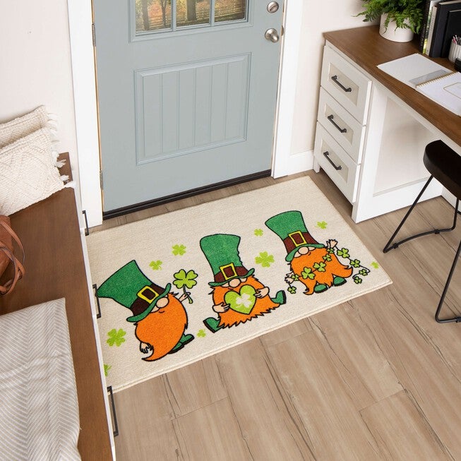 Leprechaun Clover Green Kitchen Rug, , alternate image number null