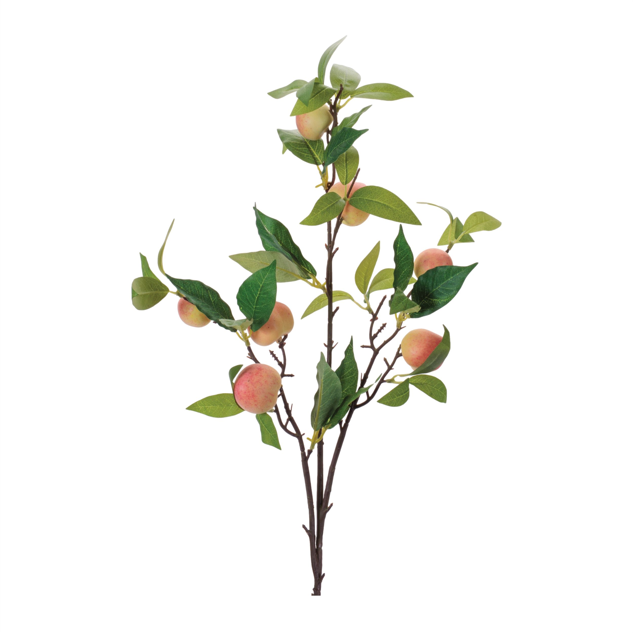 Peach Fruit Foliage Branch Set of 6, PINK GREEN, hi-res image number 0