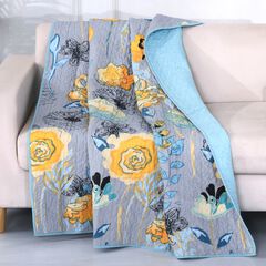 Watercolor Dream Modern Floral Quilted Throw Blanket