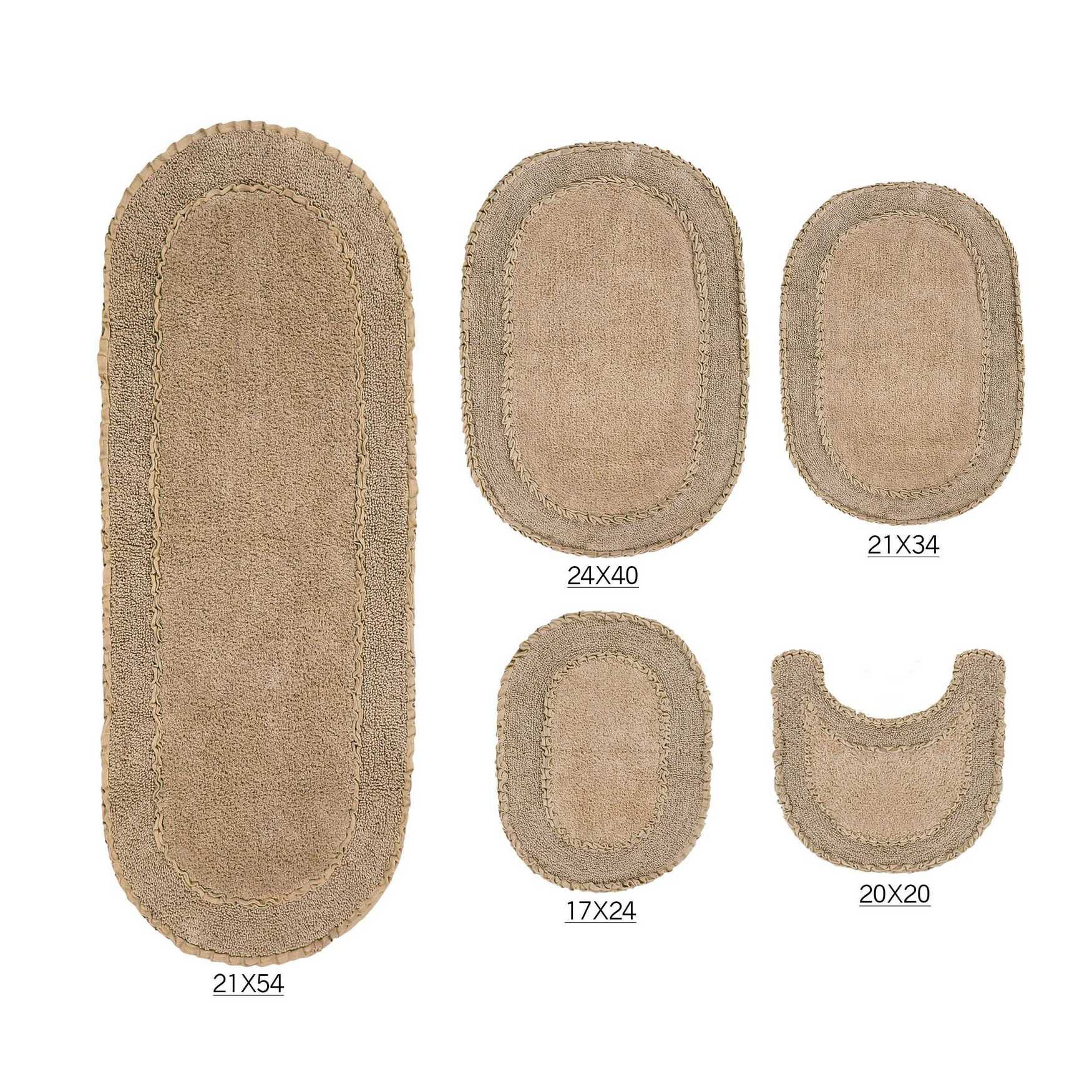 Double Ruffle 5 Piece Set Bath Rug Collection, LINEN, hi-res image number 0