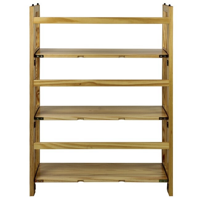 3-Shelf Folding Stackable Bookcase 27.5 inches Wide-Natural, , alternate image number null