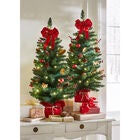 Pre-Lit Woodland Urn Trees, Set of 2, RED GREEN, hi-res image number null