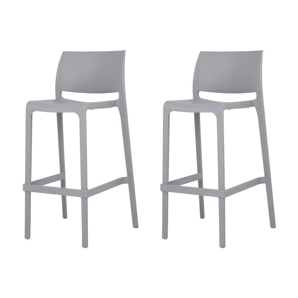 Set of 2 Sensilla Outdoor Stackable Bar Stools, COLD GREY, on-hover image number 1
