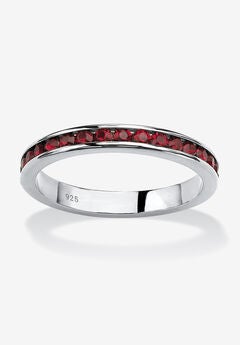 Sterling Silver Simulated Birthstone Stackable Eternity Ring