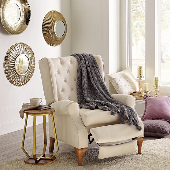 Oversized Queen Anne Style Tufted Wingback Recliner, , alternate image number null