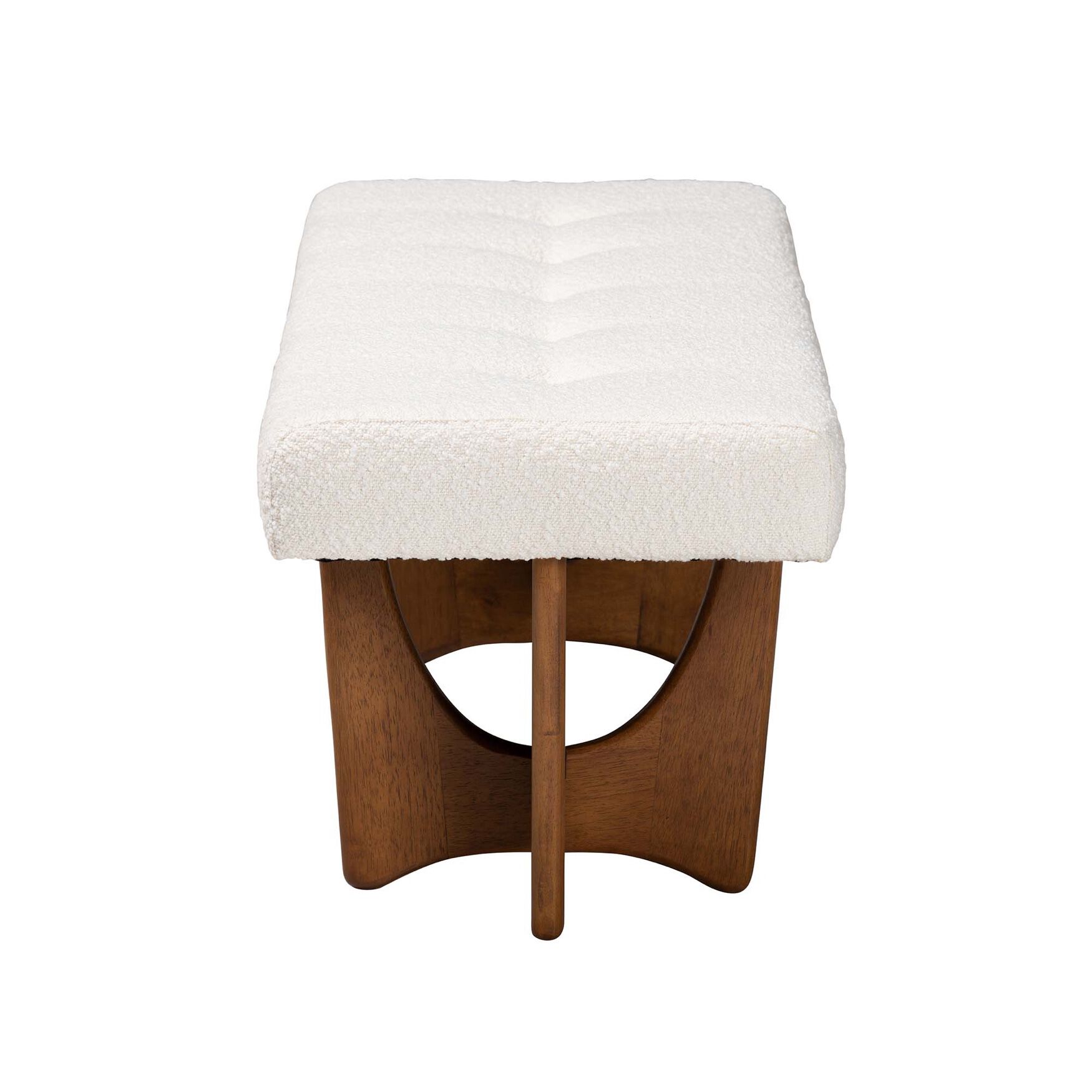 Theo Japandi Cream Boucle Fabric And Walnut Brown Finished Wood Bench, , alternate image number 2