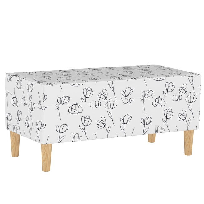Contoured Tulips Storage Bench, TULIP WHITE, hi-res image number 0