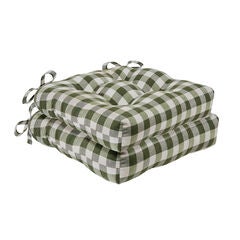 Buffalo Check Tufted Chair Seat Cushions Set of Two