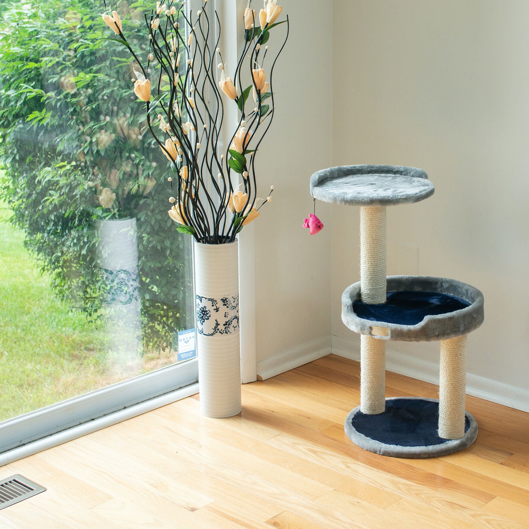 Three-Level Compact Real Wood Cat Scratcher With Perch, , alternate image number 2