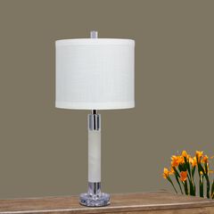 26" White Marble & Crystal Table Lamp