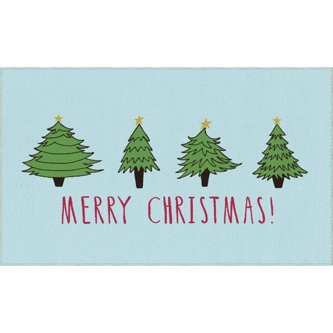 Christmas Trees Light Blue Kitchen Rug, LIGHT BLUE, hi-res image number null