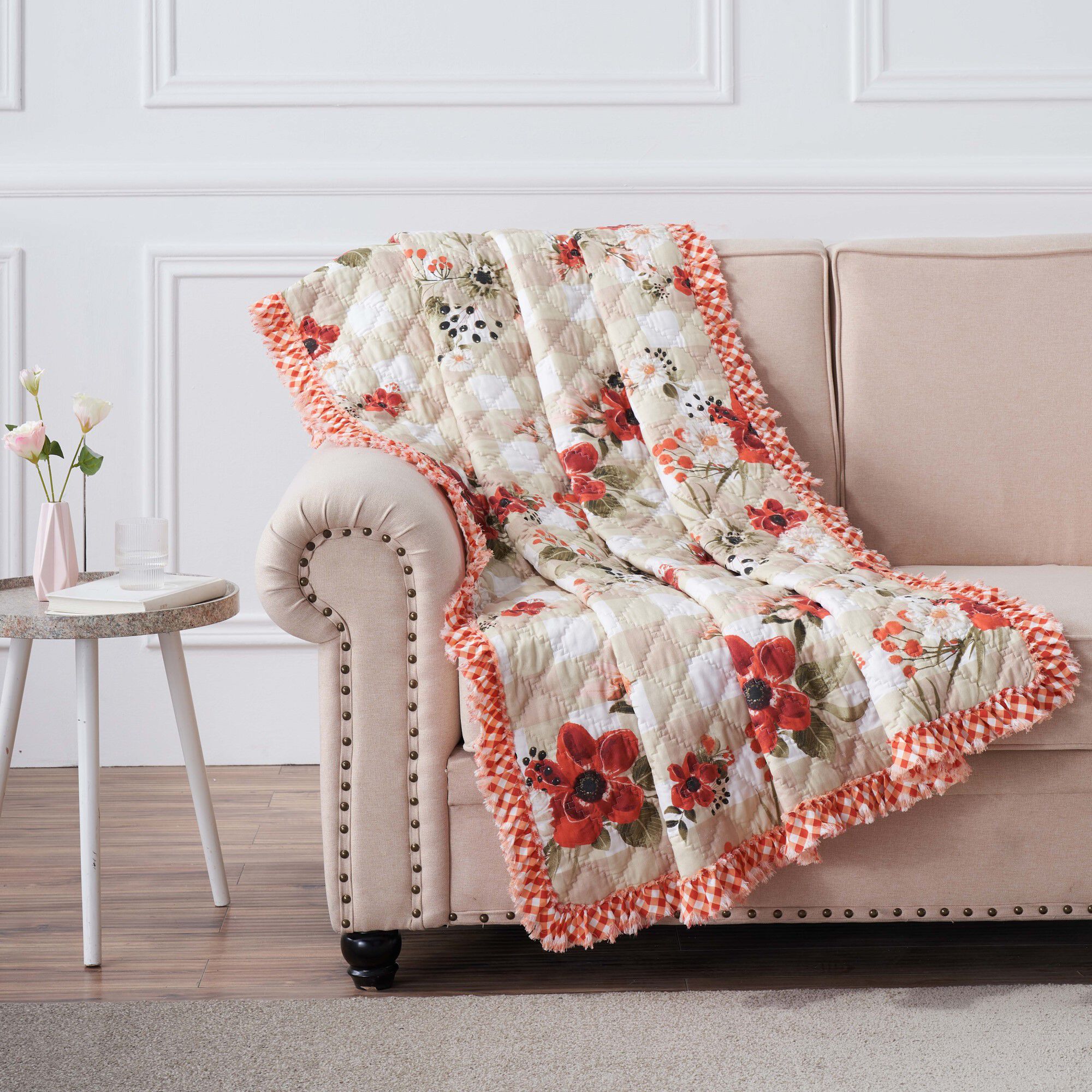 Wheatly Quilted Throw Blanket, TRUFFLE, hi-res image number 0