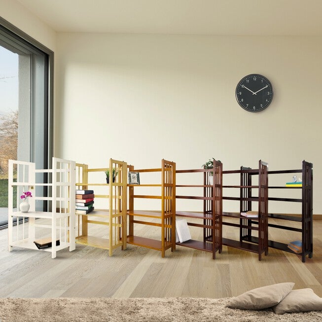3-Shelf Folding Stackable Bookcase 27.5 inches Wide-Espresso, , alternate image number null
