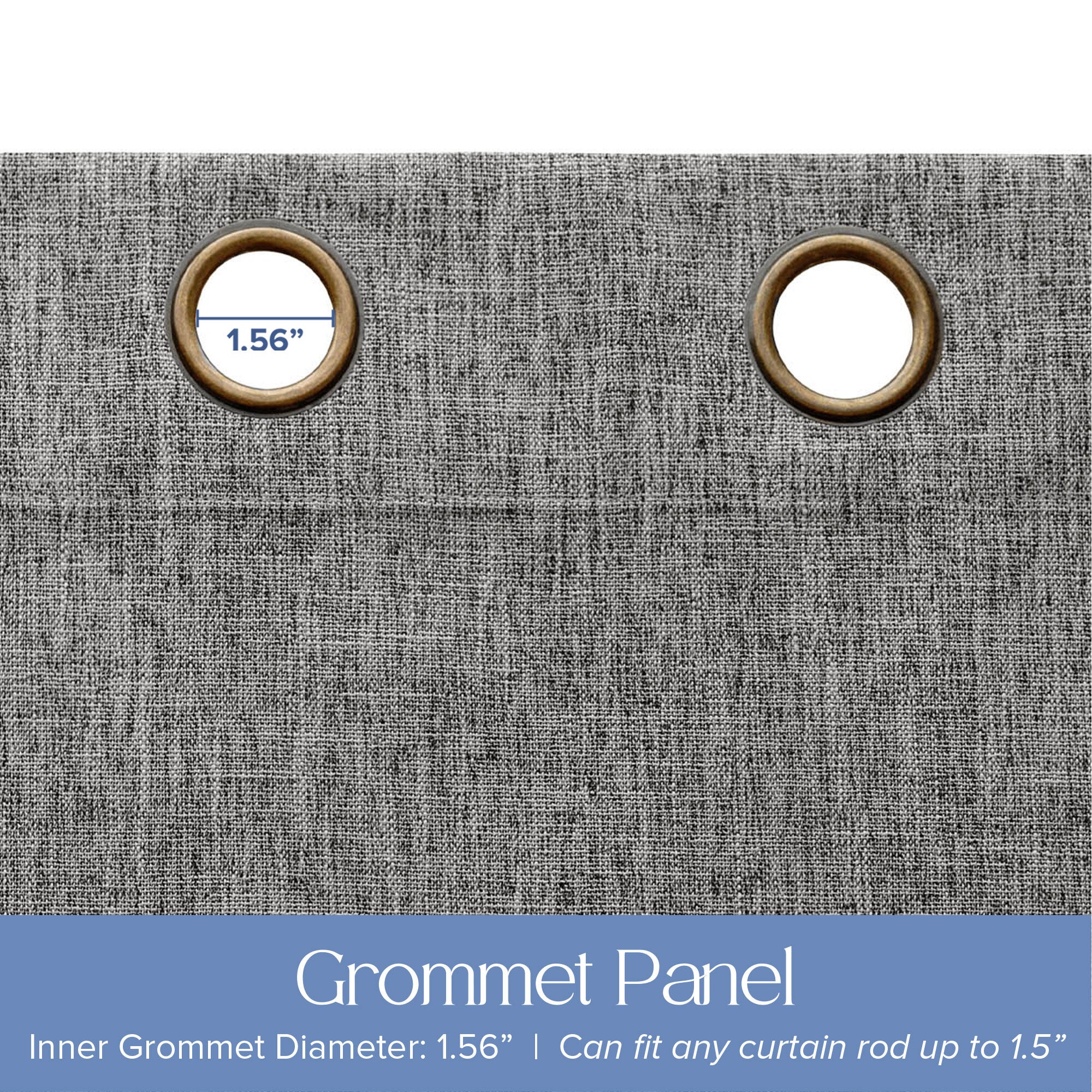 Linen Texture 100% Blackout Grommet Pair, HEATHER DARK GREY, alternate image number 3