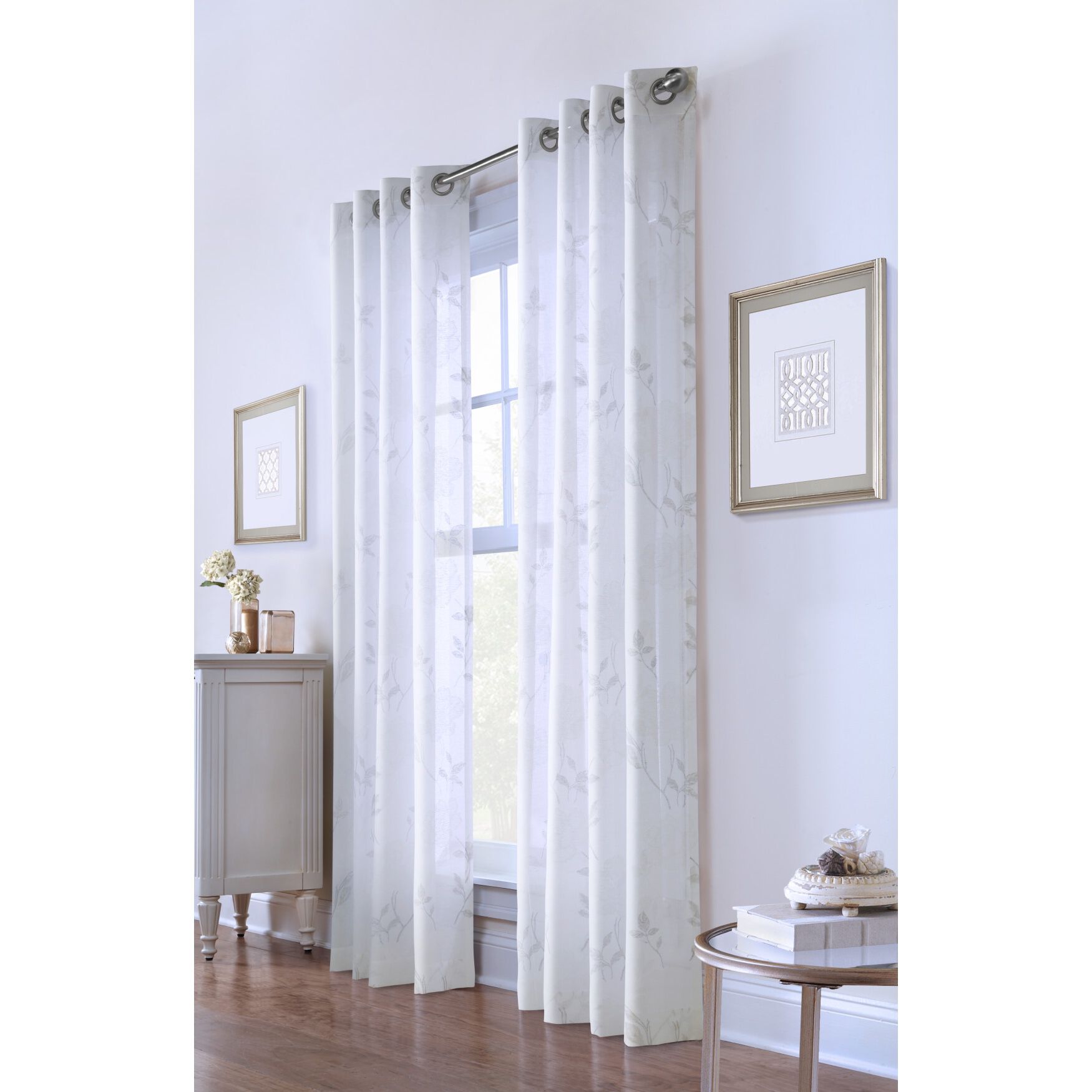 Giardino Light Filtering Grommet Curtain Panel, WHITE, hi-res image number 0