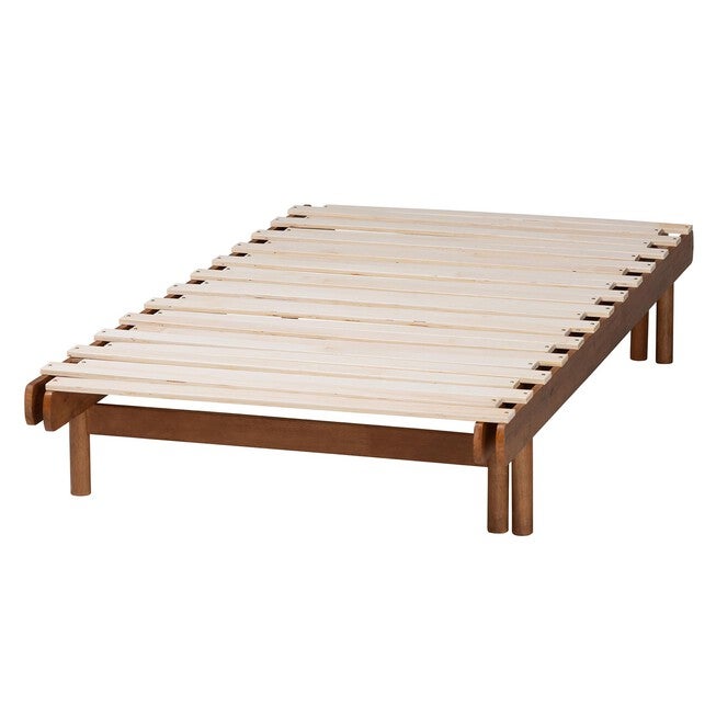 Bolivia Mid-Century Modern Walnut Brown Wood Expandable Twin To King Bed Frame, , alternate image number 4