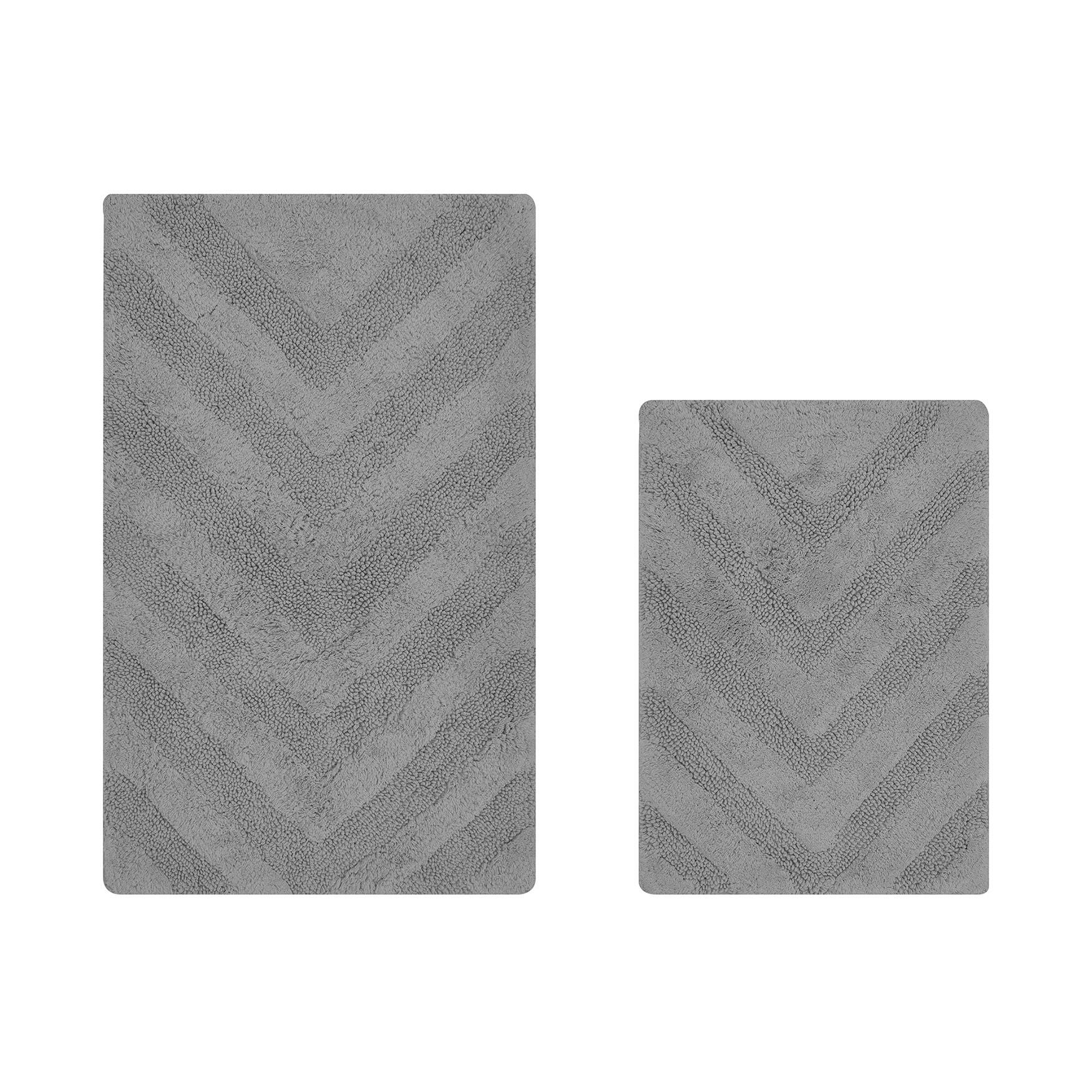 Hugo Collection 100% Cotton 2 Piece (17 inches X 24 inches | 21 inches X 34 inches) Bath Rug Set, GRAY, hi-res image number 0