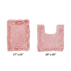 Shaggy Border Bath Rug Mat, 2 Pc Set (17" X 24" | 20" X 20")