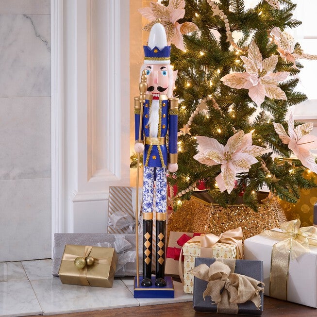 36 inchesH Wooden Nutcracker, ROYAL BLUE, hi-res image number 0