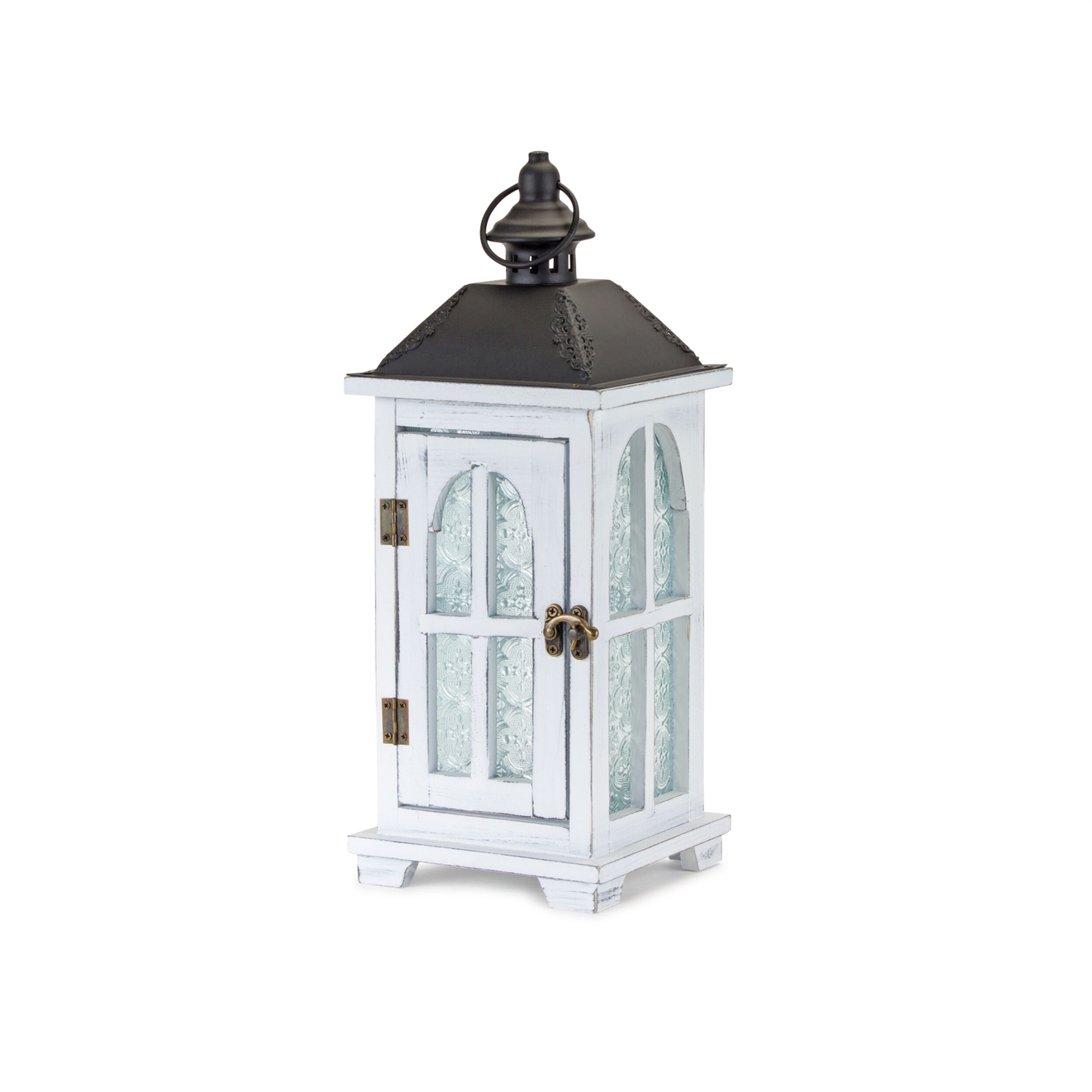 Lantern (Set of 2) 14.5 inchesH, 19.25 inchesH Wood/Metal, BLACK/WHITE/BROWN, alternate image number 2