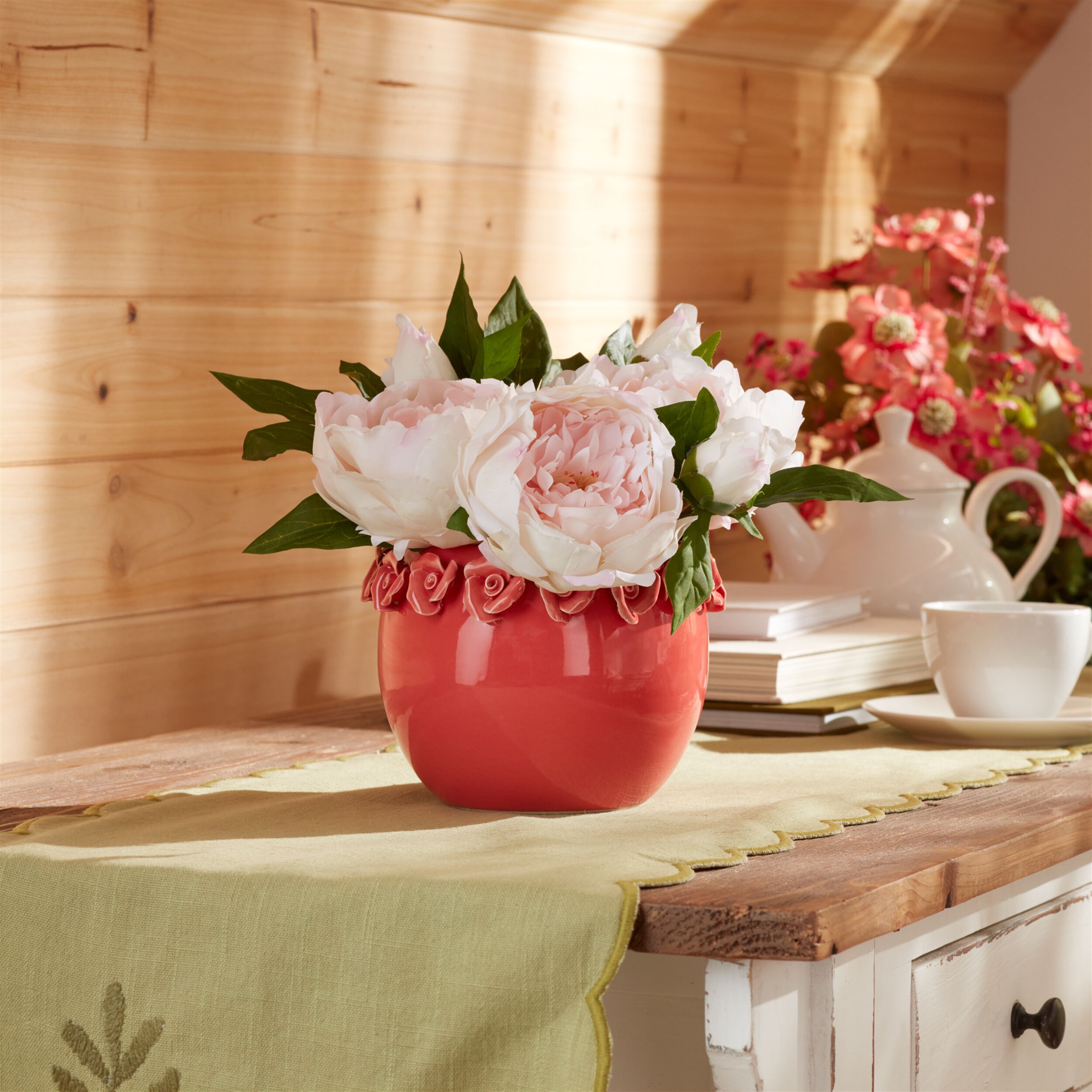 Storeware Bud Vase with Floral Accent Set of 2, PINK, alternate image number 2