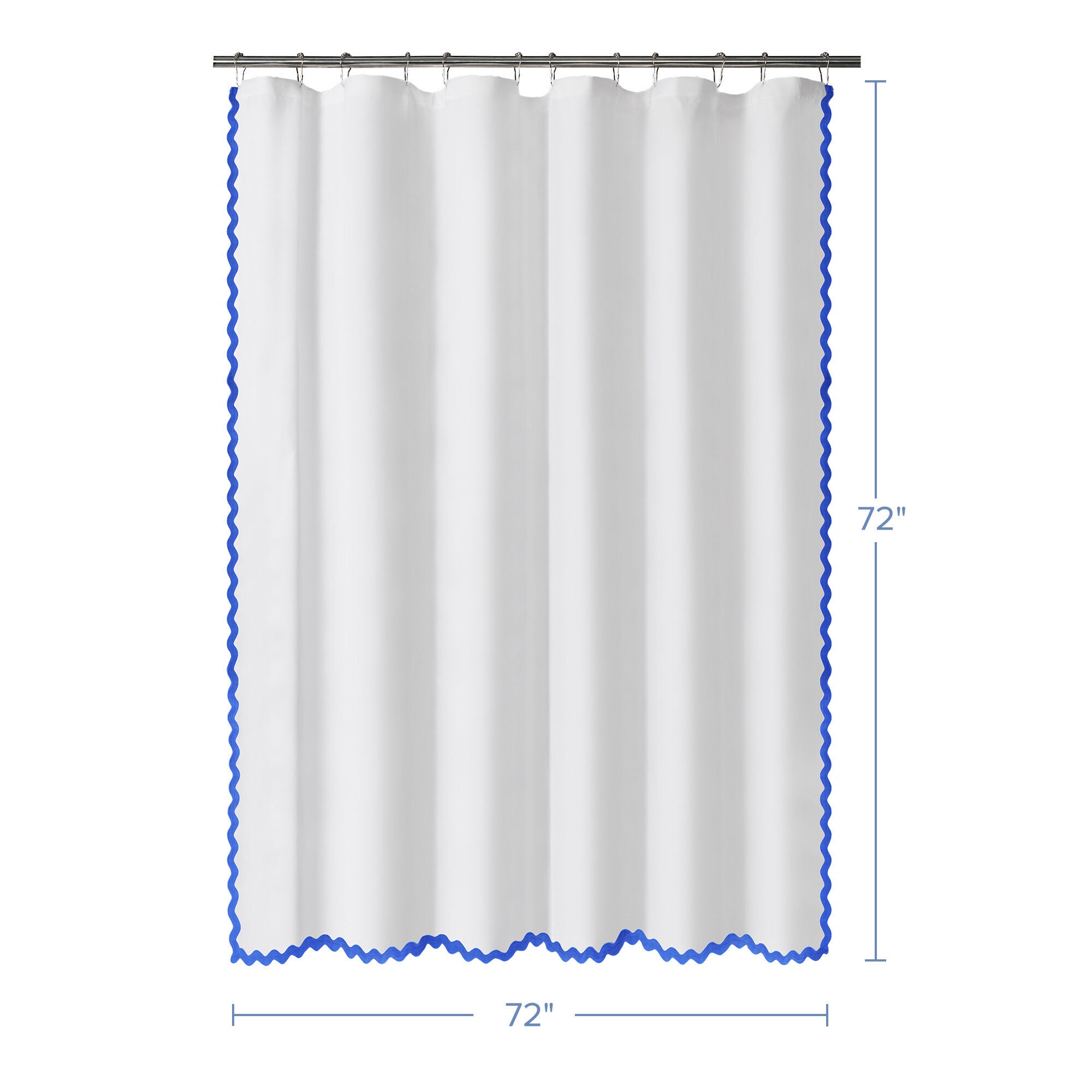 Scalloped Fabric Shower Curtain, BLUE, alternate image number 4