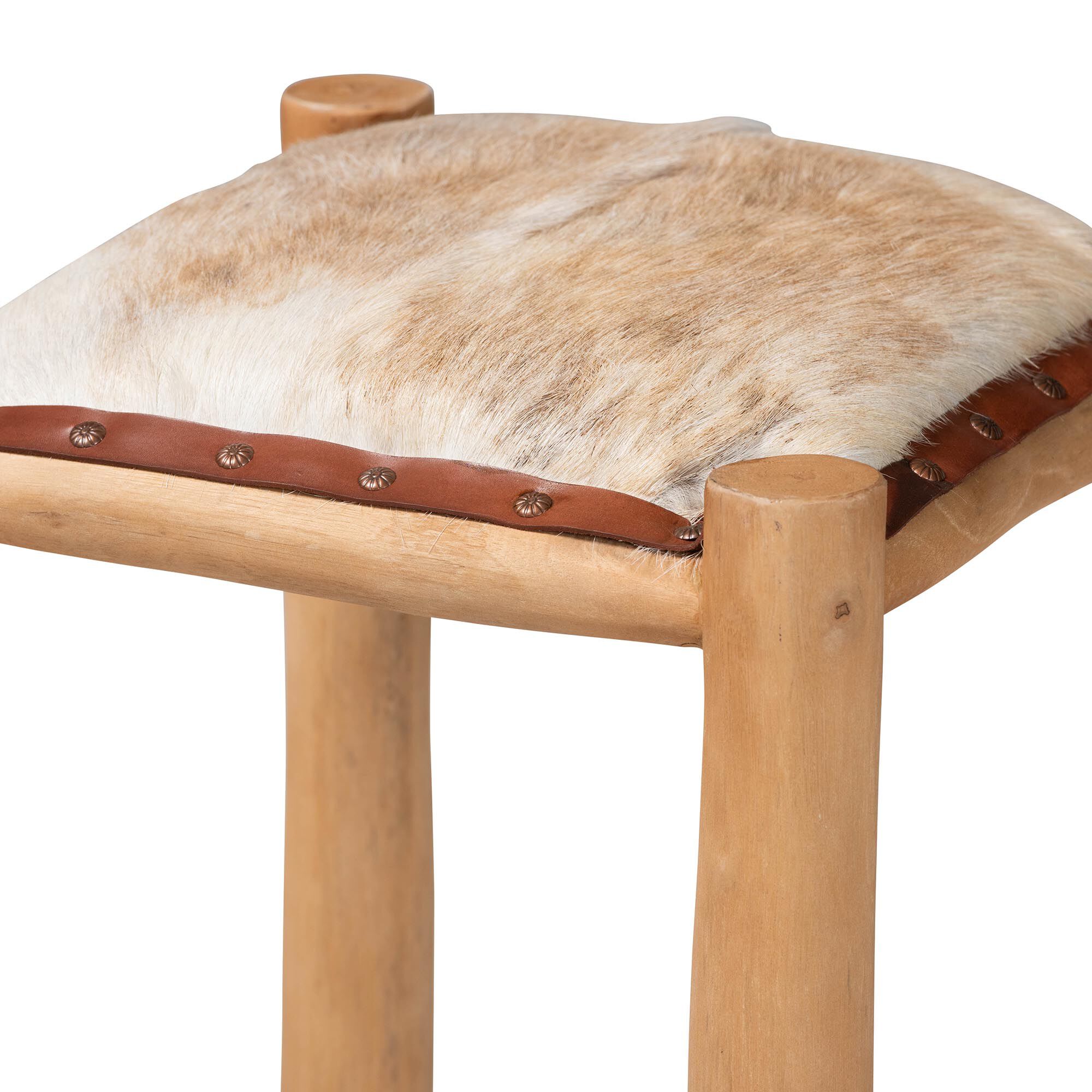 Rivera Genuine Goat Leather Bar Stool, BROWN, alternate image number 3