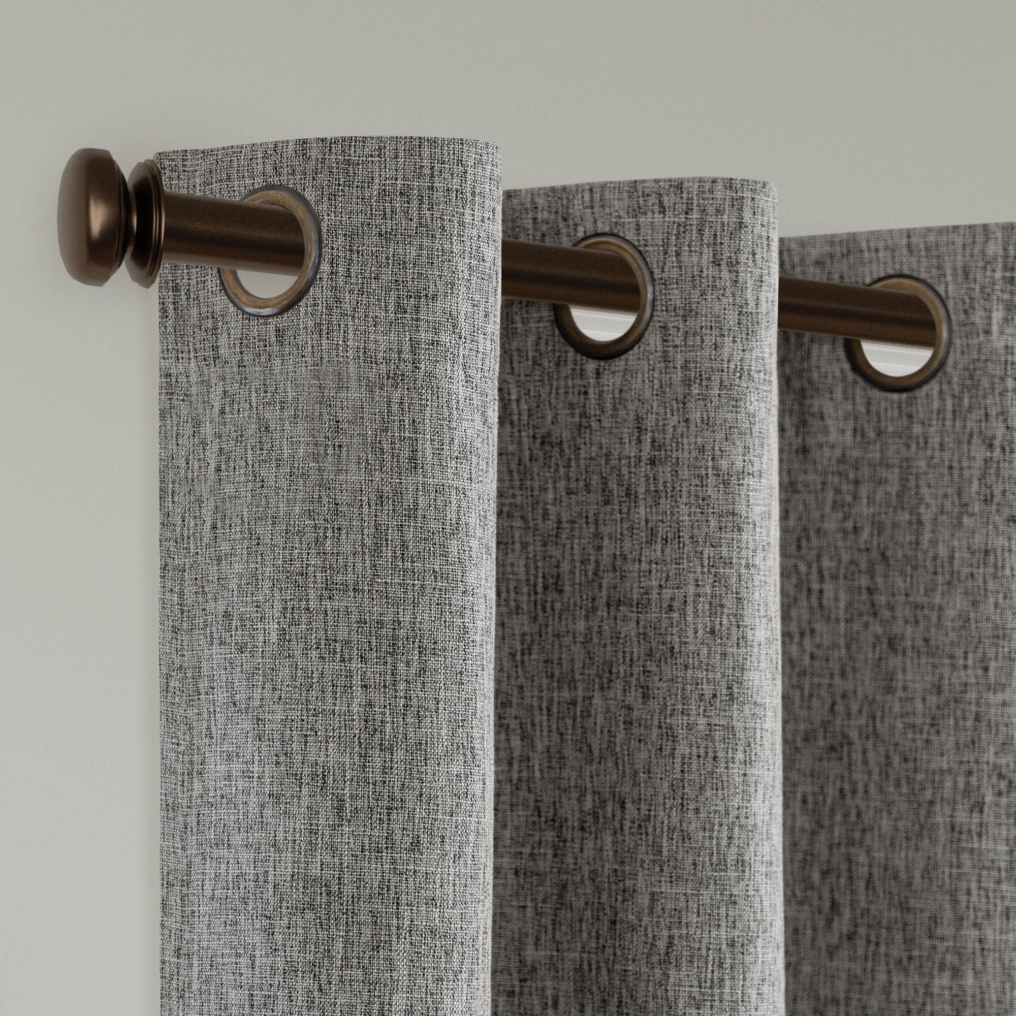 Linen Texture 100% Blackout Grommet Pair, HEATHER DARK GREY, alternate image number 2