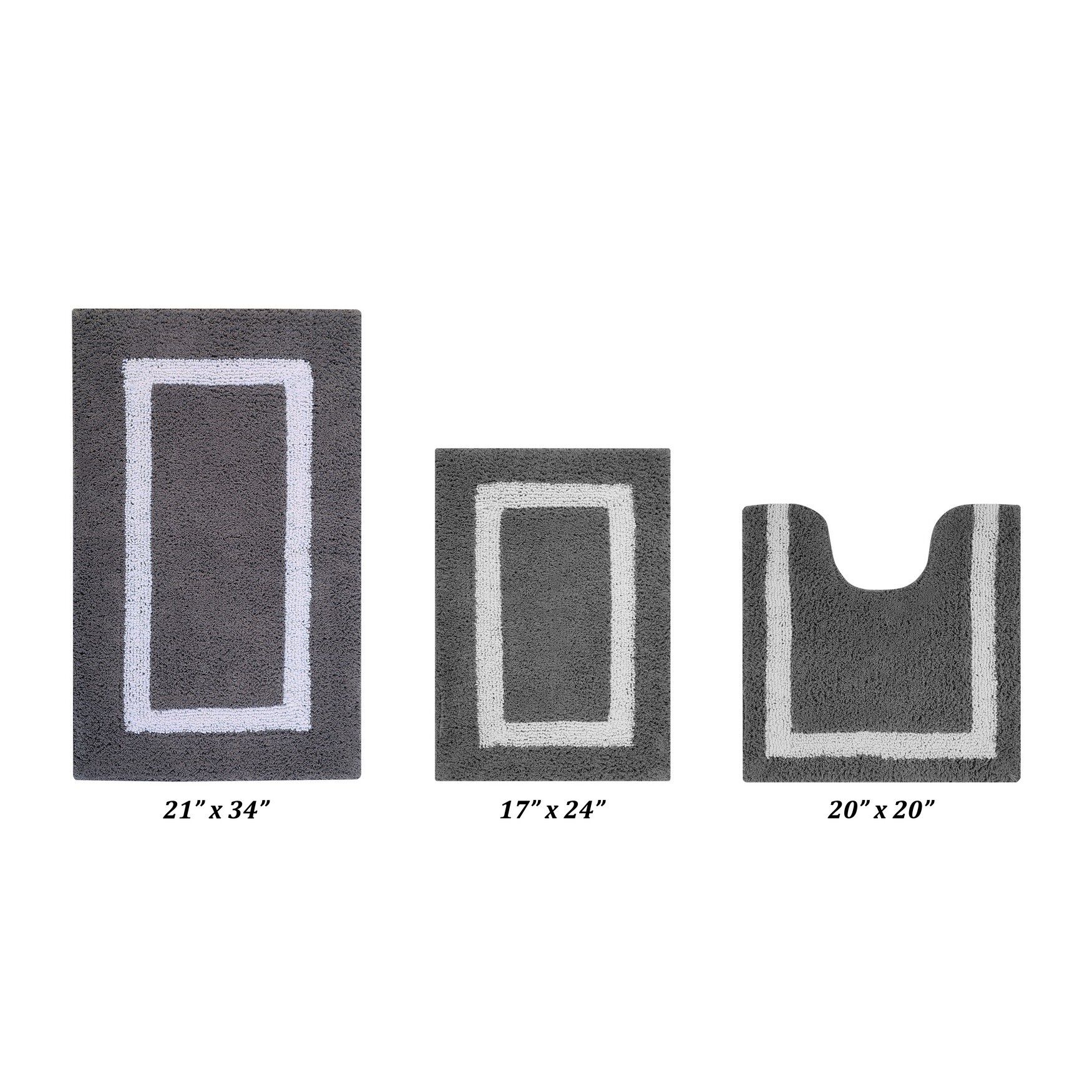 Hotel Collectionis Bath Mat Rug 3 Piece Set (17 inches x 24 inches | 20 inches x 20 inches | 21 inches x 34 inches), GRAY WHITE, hi-res image number 0