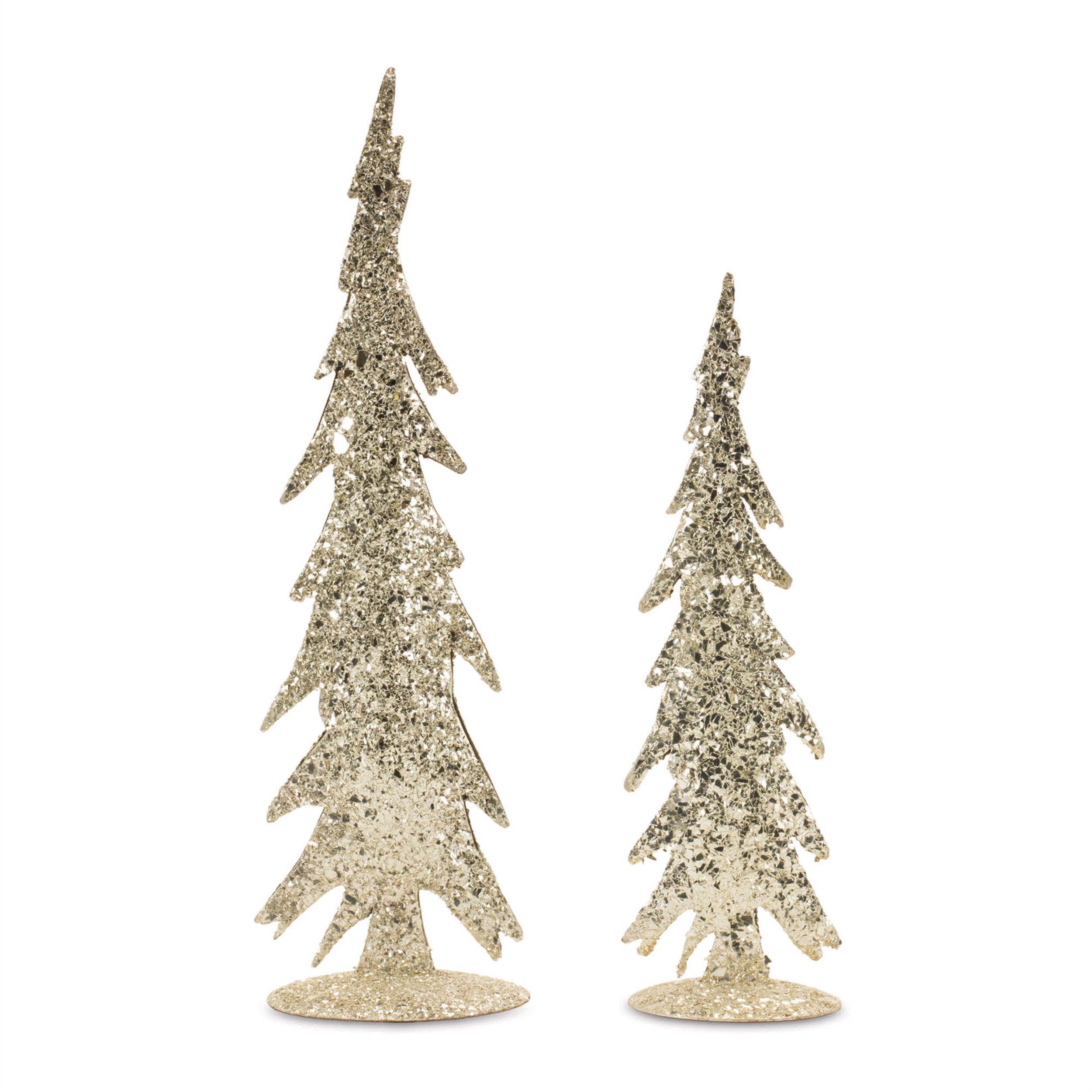 Gold Mosaic Glass Pine Tree (Set of 2), GOLD SILVER, hi-res image number 0