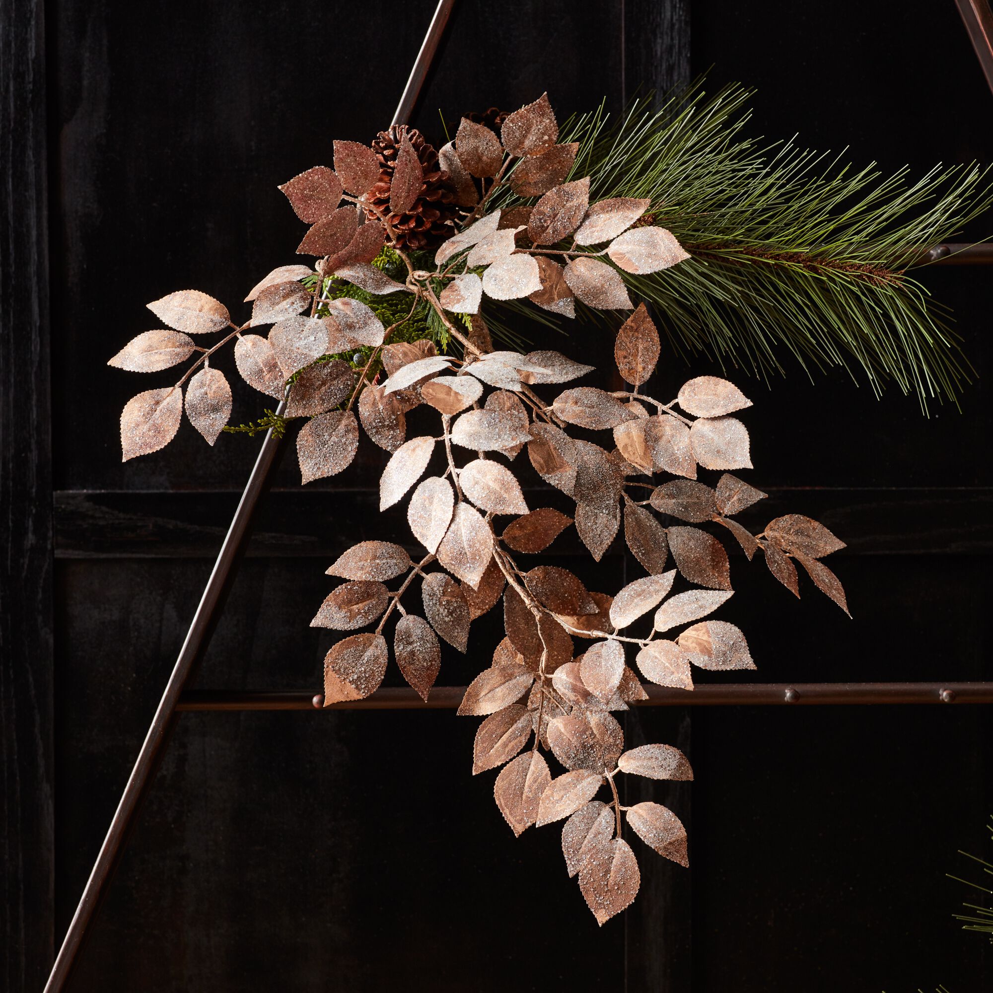 Glittered Velvet Leaf Spray (Set of 2), BRONZE, alternate image number 4