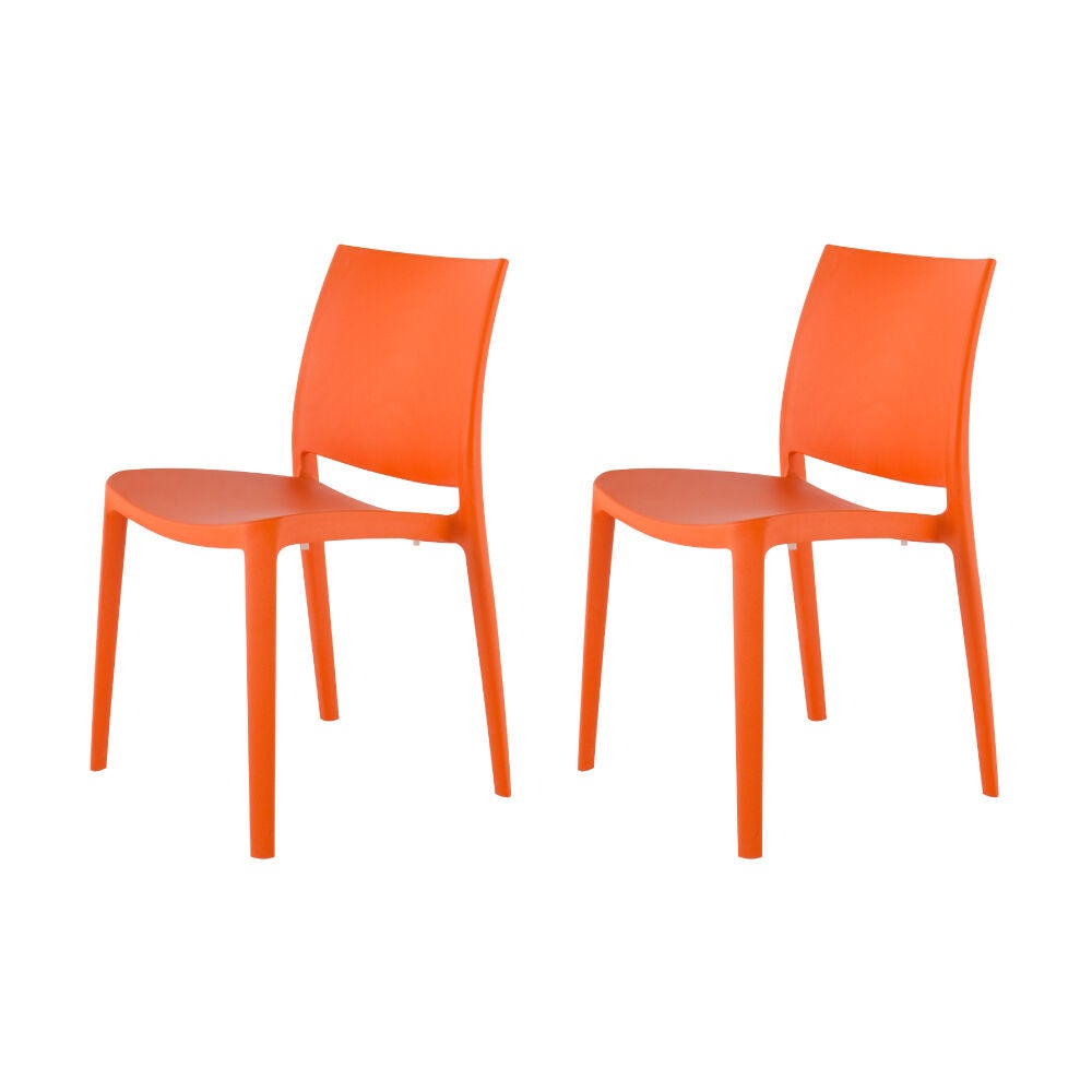 Set of 2 Sensilla Stackable Outdoor Dining Chairs, ORANGE, on-hover image number 1
