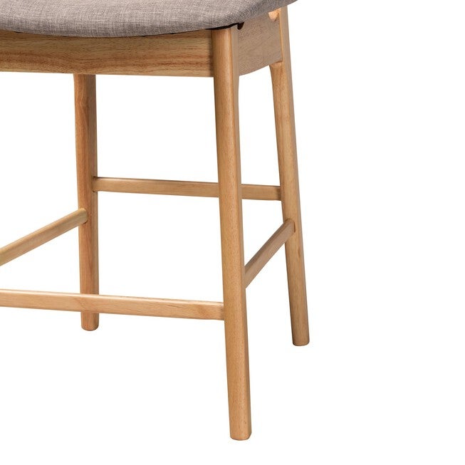 Dannon Mid-Century Modern Grey Fabric And Walnut Brown Finished Wood 2-Piece Counter Stool Set, , alternate image number null