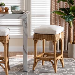 Muy Bohemian Scallop Honey Rattan Counter Stool