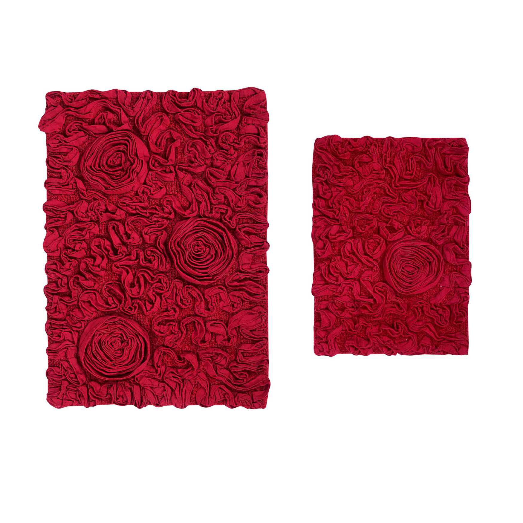 Bell Flower 2-Pc. Bath Rug Collection, RED, hi-res image number 0
