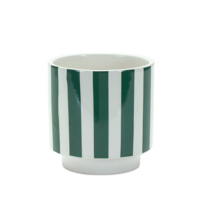 Green and White Striped Planter (Set of 2), GREEN/WHITE, alternate image number null