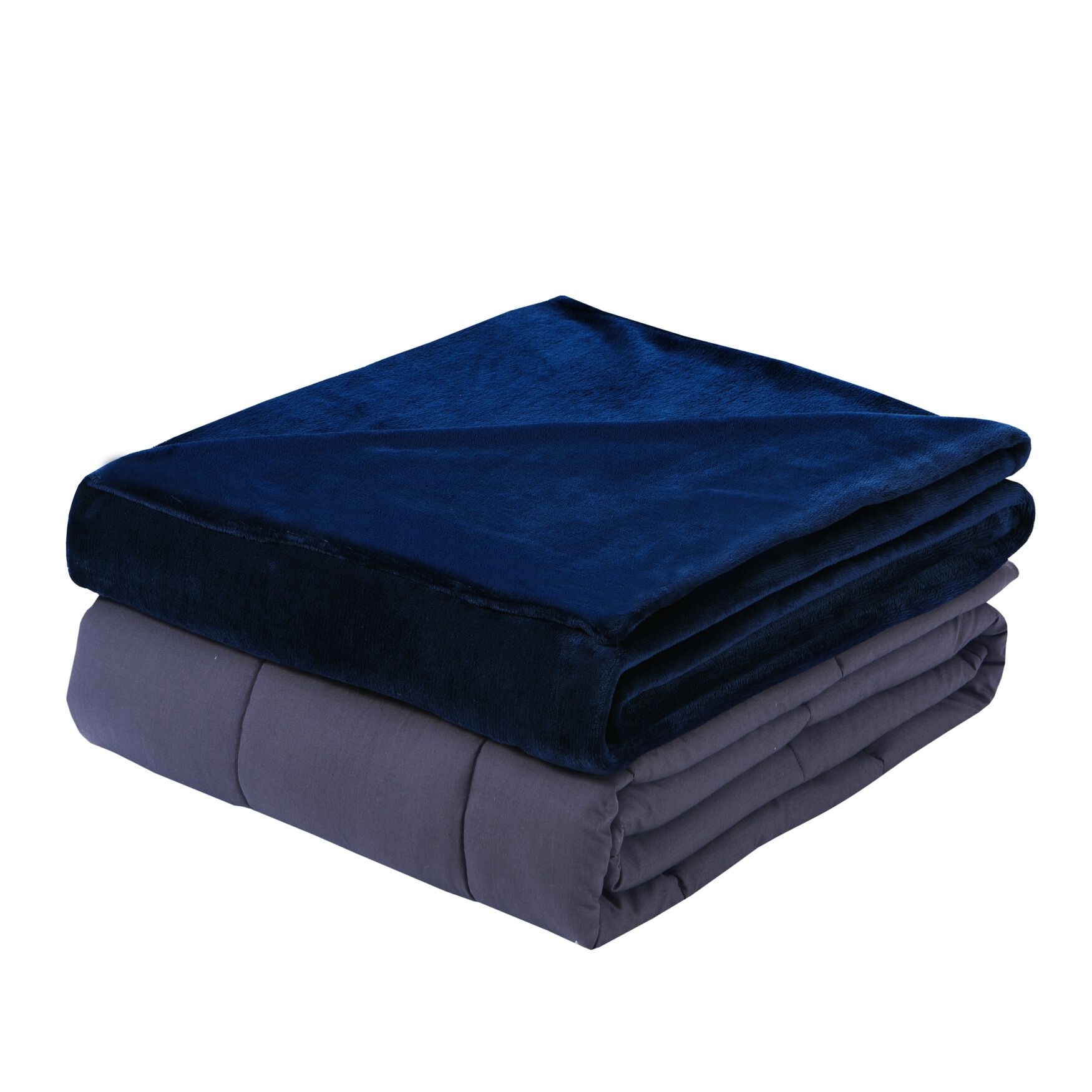 Plush 15 Lb. Weighted Blanket with Washable Cover, NAVY, hi-res image number 0