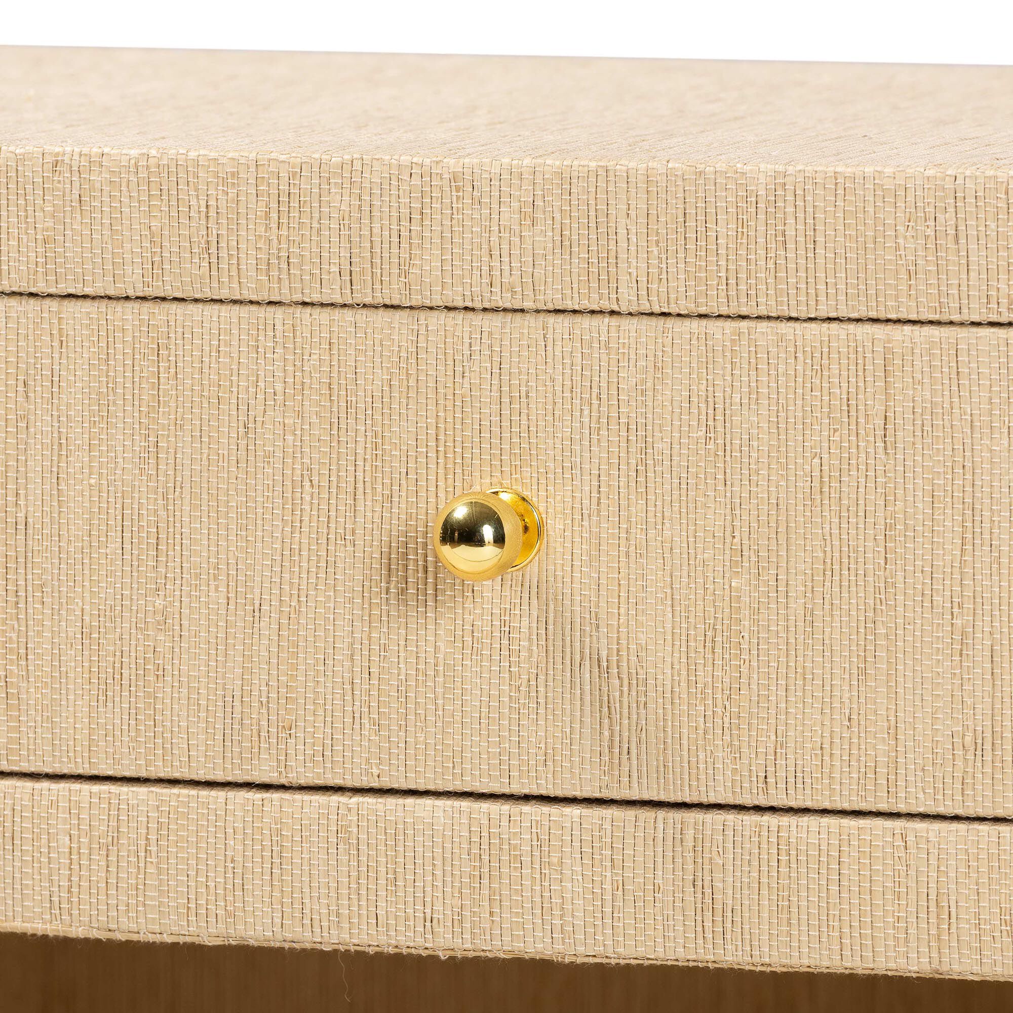 William Grasscloth 1-Drawer Nightstand with Open Shelves, BROWN, alternate image number 6