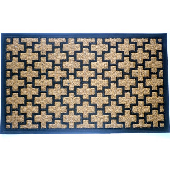Cross Flat Weave Coir Mat With Rubber Backing Floor Coverings, MULTI, hi-res image number null